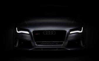 Audi RS7, 2017, black RS7, Front view, black matte paint, LED lights, Audi, HD wallpaper