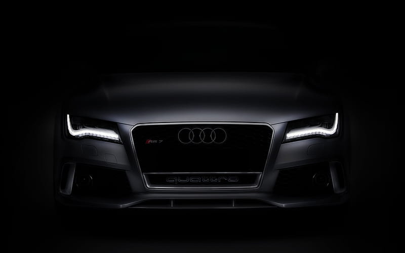 Audi RS7, 2017, black RS7, Front view, black matte paint, LED lights, Audi, HD wallpaper