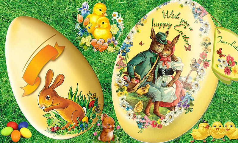 Easter Greeting, egg, celebration, holideay, greeting, spring, easter, HD wallpaper