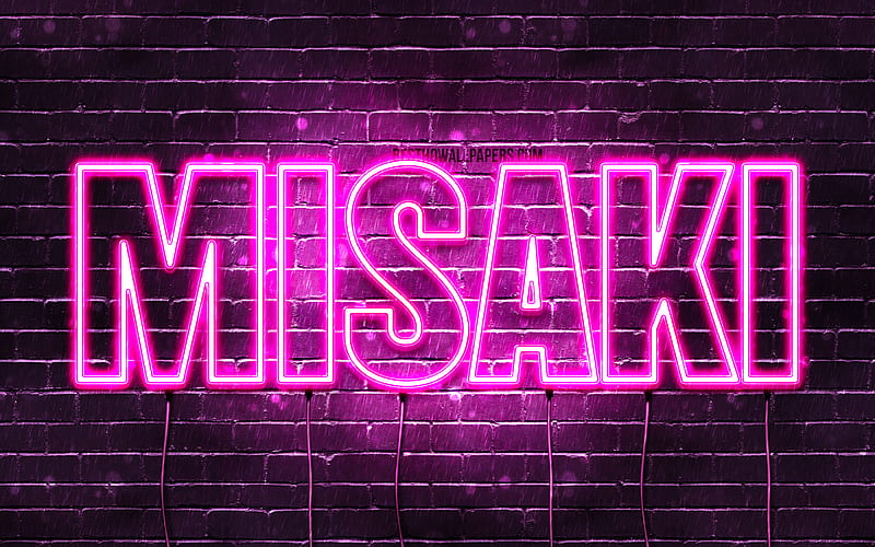 Misaki with names, female names, Misaki name, purple neon lights, Happy Birtay Misaki, popular japanese female names, with Misaki name, HD wallpaper