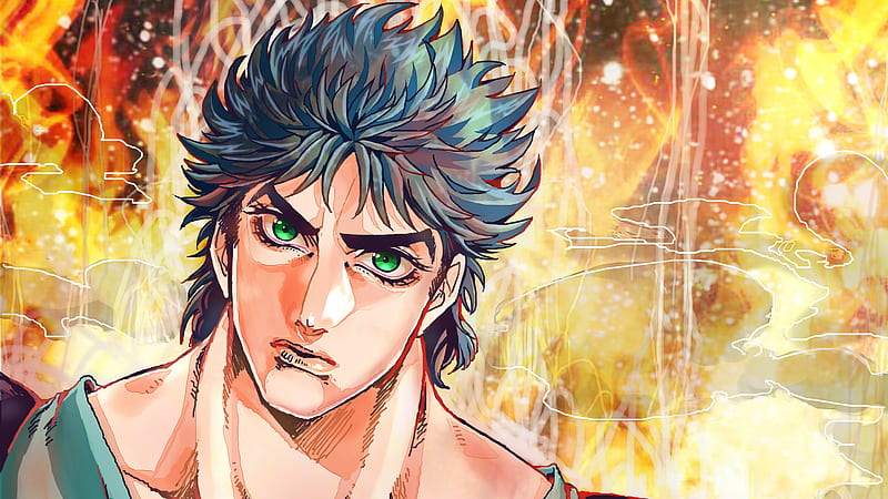 Jojo Jonathan Joestar With Green Eyes With Background Of Golden Abstract Anime, HD wallpaper
