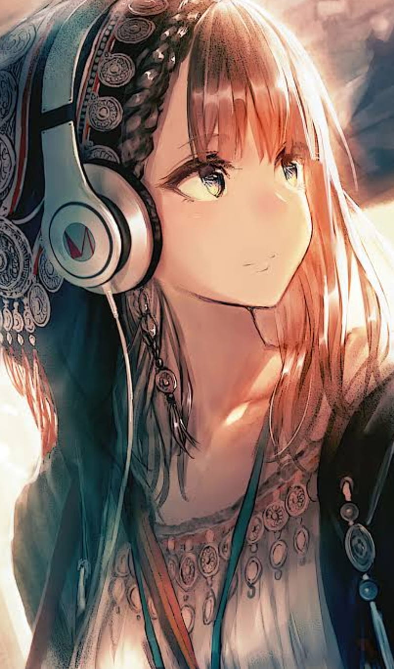 An Anime Girl With Long Red Hair Wearing Headphones Background, Anime  Character Profile Pictures, Profile, Animal Background Image And Wallpaper  for Free Download