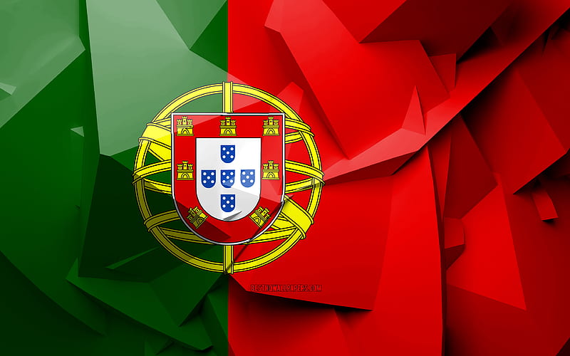 Flag of Portugal, geometric art, European countries, Portuguese flag, creative, Portugal, Europe, Portugal 3D flag, national symbols, HD wallpaper