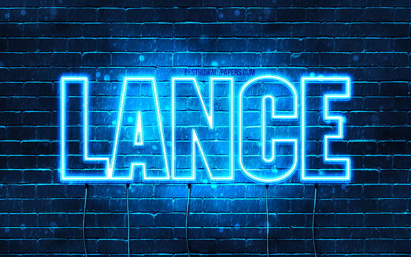 Lance with names, horizontal text, Lance name, blue neon lights, with Lance name, HD wallpaper