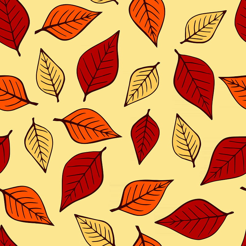 Seamless pattern with autumn leaves in orange, beige, brown colors. Perfect for , gift paper, drawing fill, web page background, autumn greeting cards. 2882761 Vector Art at Vecteezy, HD phone wallpaper