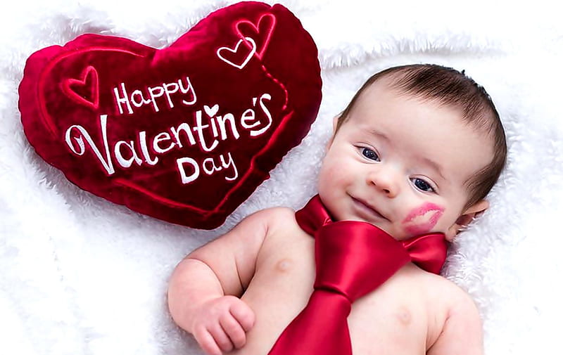 Valentines day, Heart, Necktie, Child, Kiss, HD wallpaper