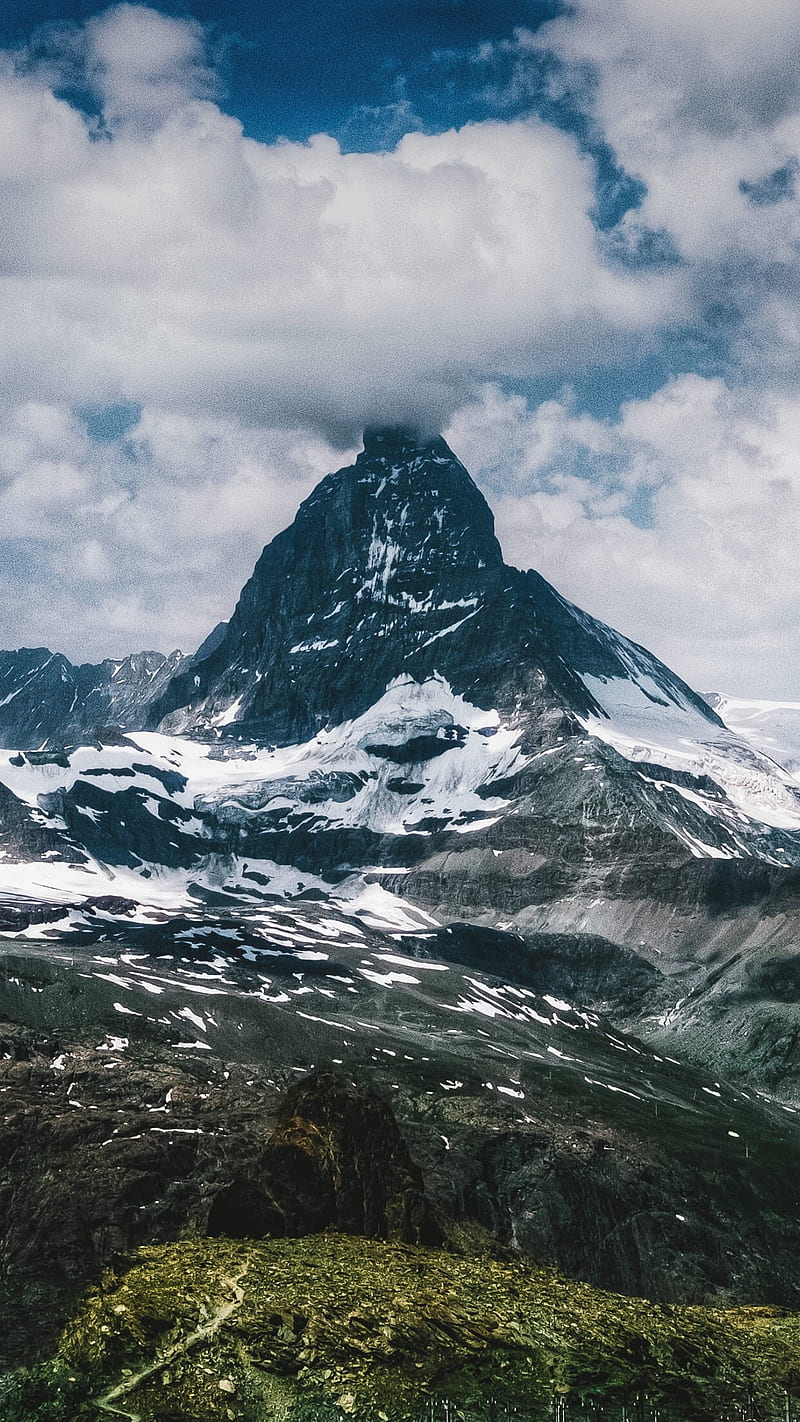 landscape, snow, snowy peak, mountains, HD phone wallpaper