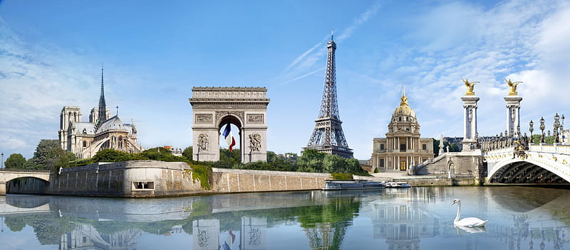 Paris, france, notre dame de paris, eiffel tower, famous, arc de triomphe, HD wallpaper