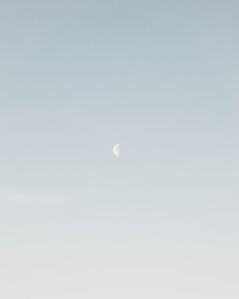 of half-moon during daytime, HD phone wallpaper
