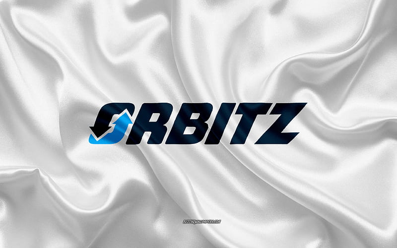 Orbitz logo, airline, white silk texture, airline logos, Orbitz emblem, silk background, silk flag, Orbitz, HD wallpaper