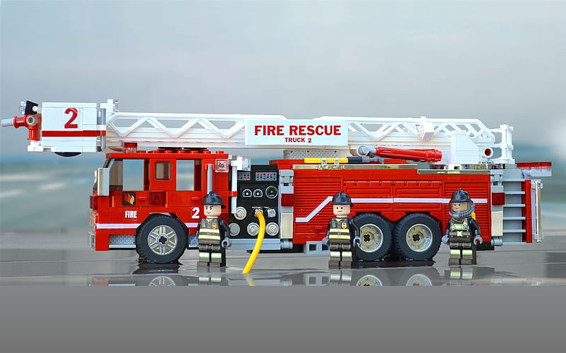 Lego Fire Rescue Truck, toy, fire rescue, truck, Lego, HD wallpaper