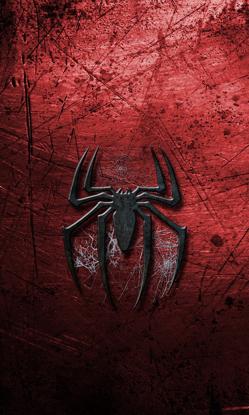 Spider Wall, abstract red, logo, spiderman, HD phone wallpaper