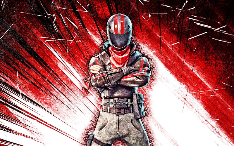 Burnout, grunge art, Fortnite Battle Royale, Fortnite characters, Burnout Skin, red abstract rays, Fortnite, Burnout Fortnite, HD wallpaper