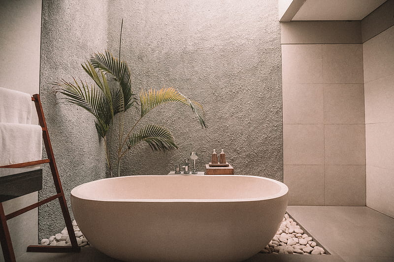 white ceramic bathtub, HD wallpaper