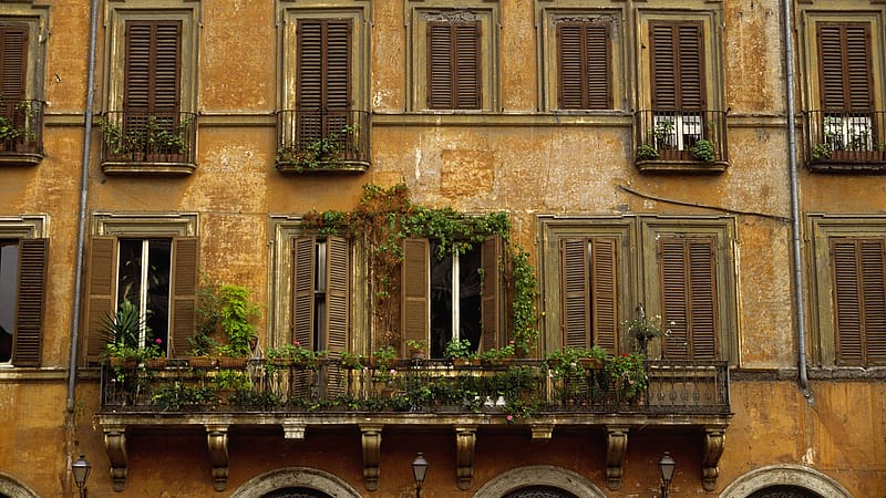 Architecture, Italy, Window, Rome, , Shutters, HD wallpaper