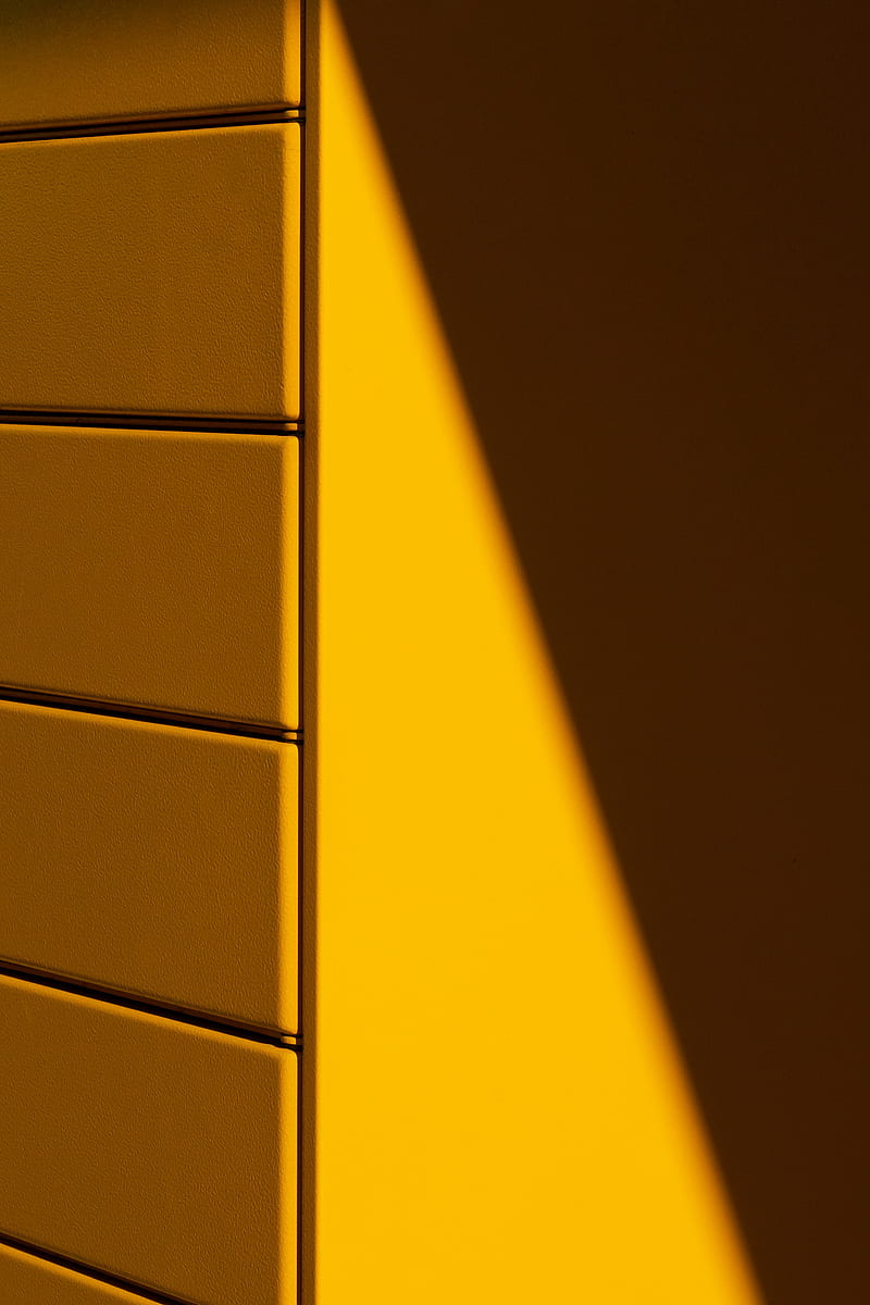 wall, panels, shadow, minimalism, yellow, HD phone wallpaper