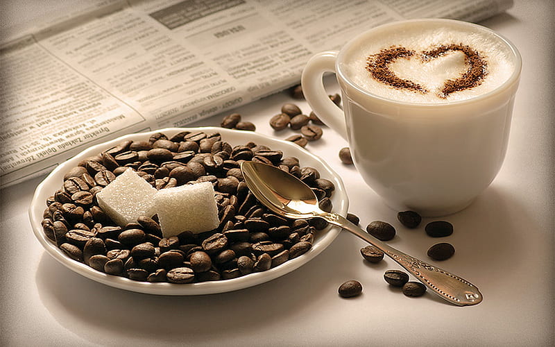 goodmorning!!, romance, sugar, abstract, beverage, winter, sweet, coffee, love, flavor, hot, drink, HD wallpaper