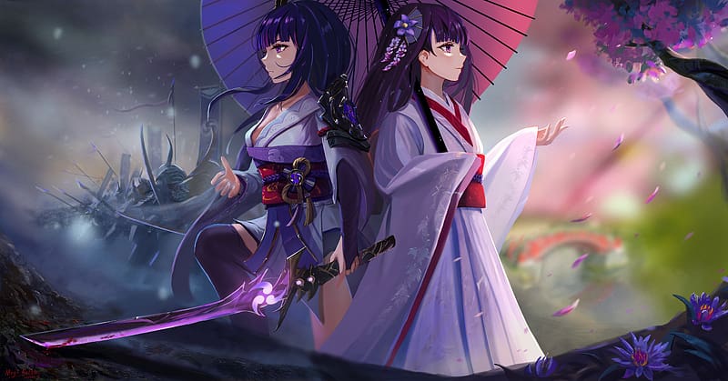 Kimono, Video Game, Genshin Impact, Baal Raiden Shogun (Genshin Impact), Raiden Makoto, HD wallpaper