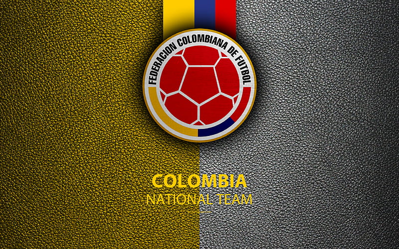 Colombia national football team leather texture, Colombian Football Federation, emblem, logo, football, Colombia, HD wallpaper