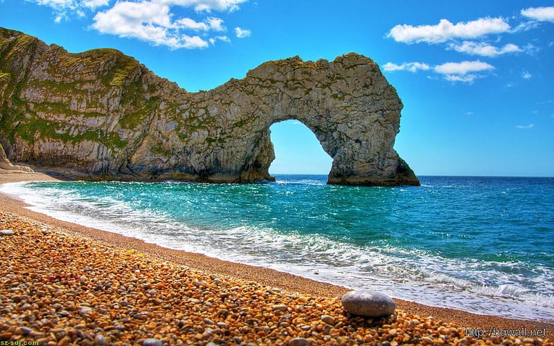 Durdle Door, Dorset, England, beach, rock, Durdle Door, sea, England, HD wallpaper