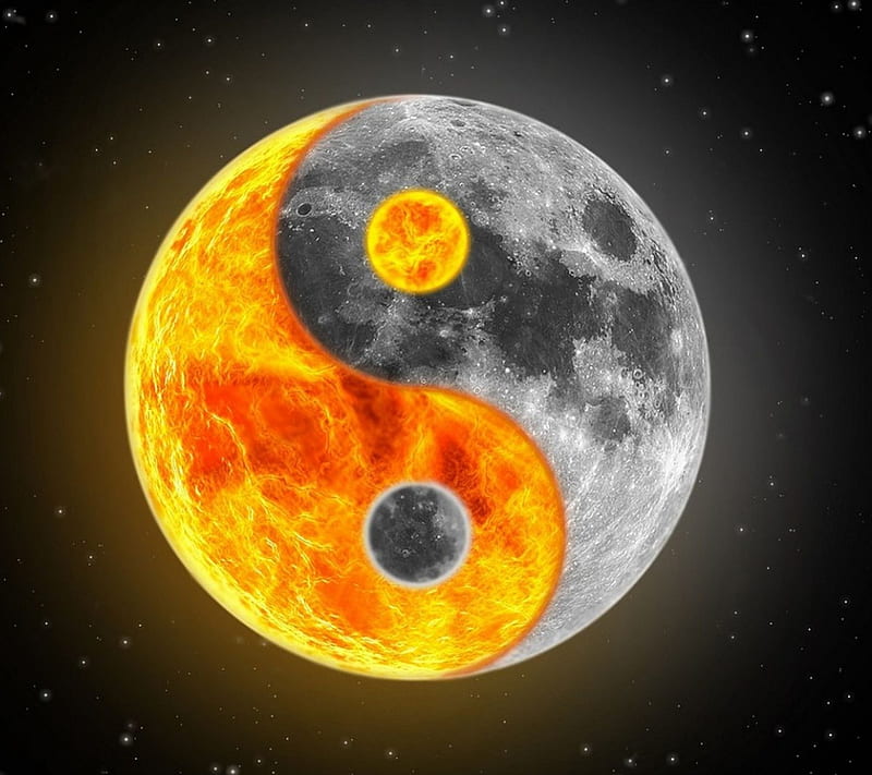 Ying Yang, yang, ying, sun, moon, HD wallpaper