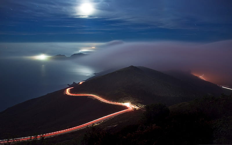 night road-wonderful natural scenery, HD wallpaper