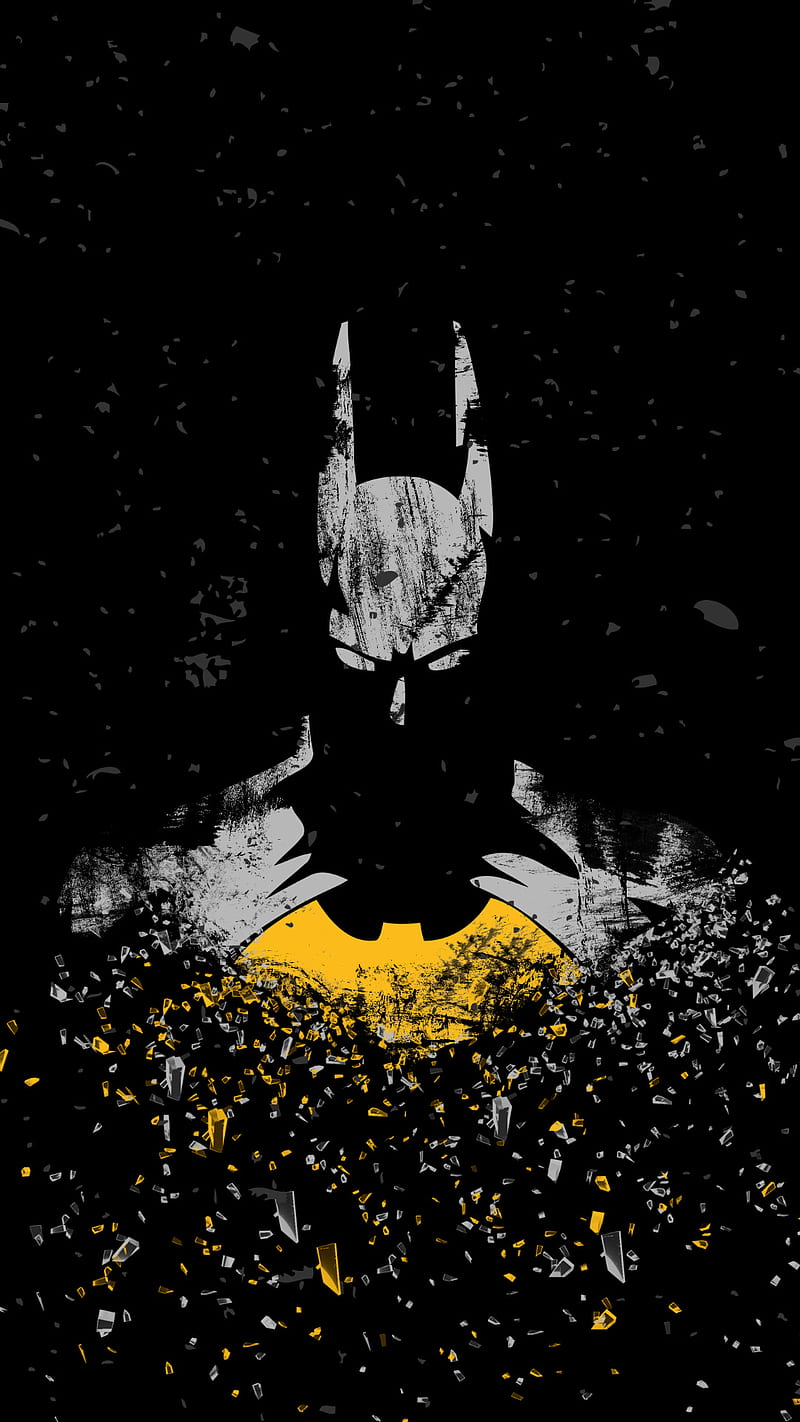 Batman Wallpaper 4K, Minimal art, Yellow background