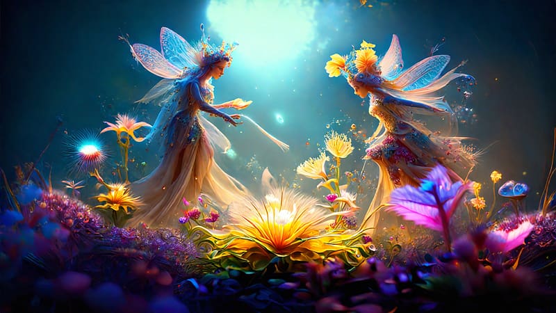 Whispers of petals, Fairies, Flowers, Underwater, Magic, HD wallpaper