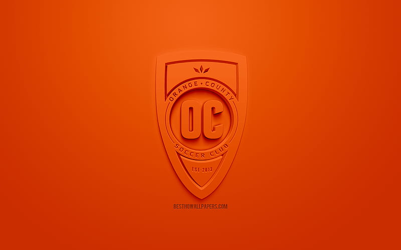 Orange County SC, creative 3D logo, USL, orange background, 3d emblem, American football club, United States League, Irvine, California, USA, 3d art, football, stylish 3d logo, HD wallpaper