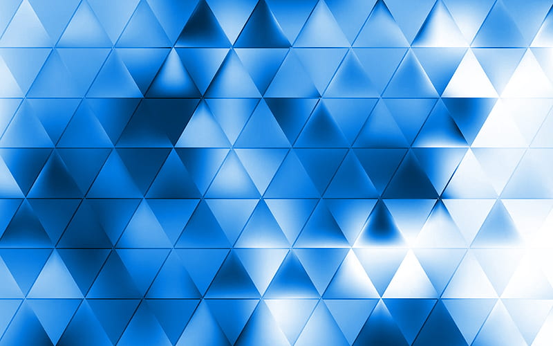 blue triangle background, blue abstract background, geometric backgrounds, blue background with triangles, HD wallpaper