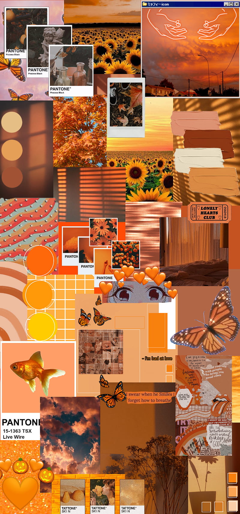 Orange, heart, little, mariposa, minimalism, naranja, tree, trees, HD phone wallpaper