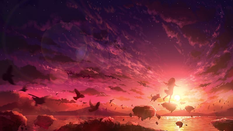 Anime, Sunset, HD wallpaper | Peakpx