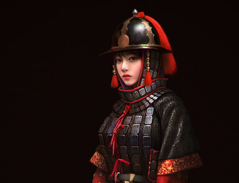 Joseon Dynasty, red, fantasy, girl, luminos, black, asian, choong yeol ...