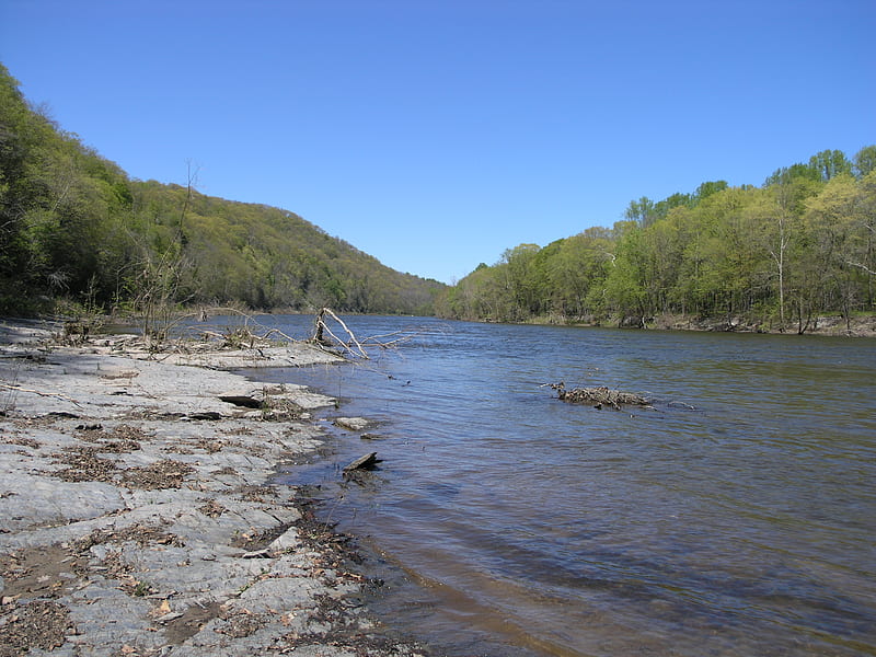 Shale Bank of the Delaware River, summer, river, shale, pa, HD wallpaper