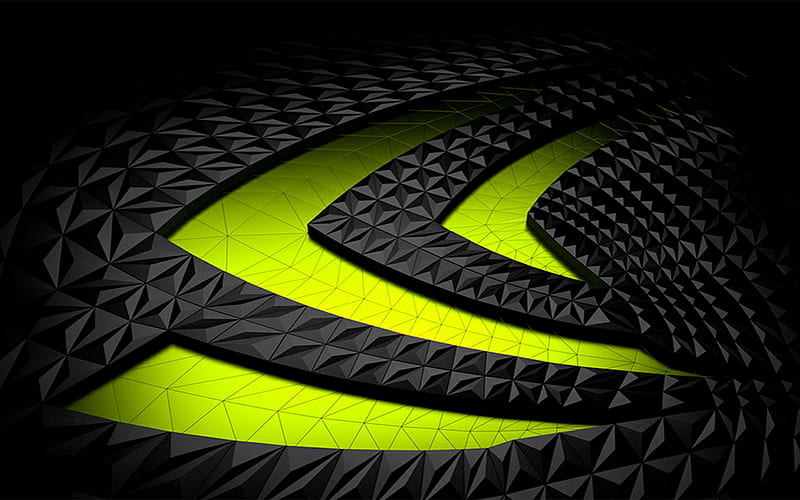 Nvidia, Neon green emblem, Nvidia logo, black 3d background, HD wallpaper