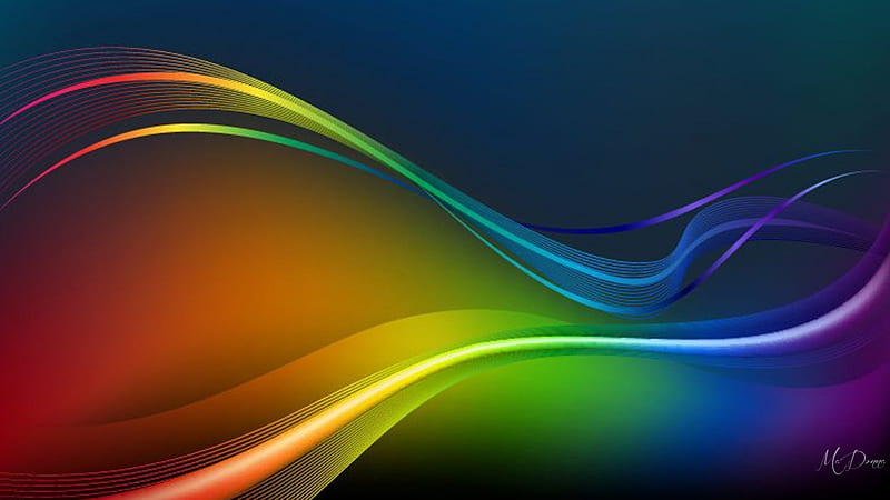 Flowing Neon Colors, flowing, bright, neon, ribbons, abstract, smoke, melting, blue, HD wallpaper
