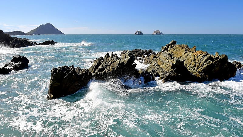 Surf at Mazatlan, Mexico, sea, waves, water, rocks, HD wallpaper