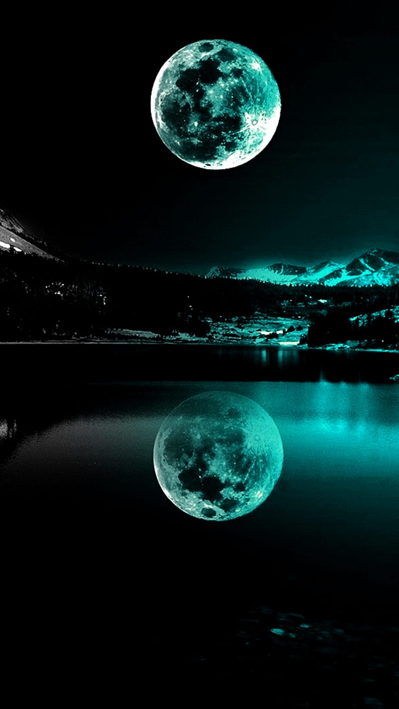 Turquoise Moonlight, HD phone wallpaper