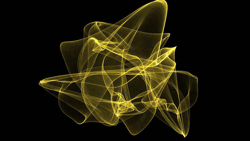 Yellow smoke, attractor, fractal, central, yellow, color, bonito, abstract, smoke, HD wallpaper