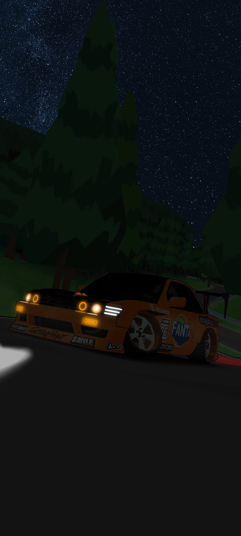 Fr Legends S13 Fanta, drift, fr legends, night, nissan, HD phone wallpaper