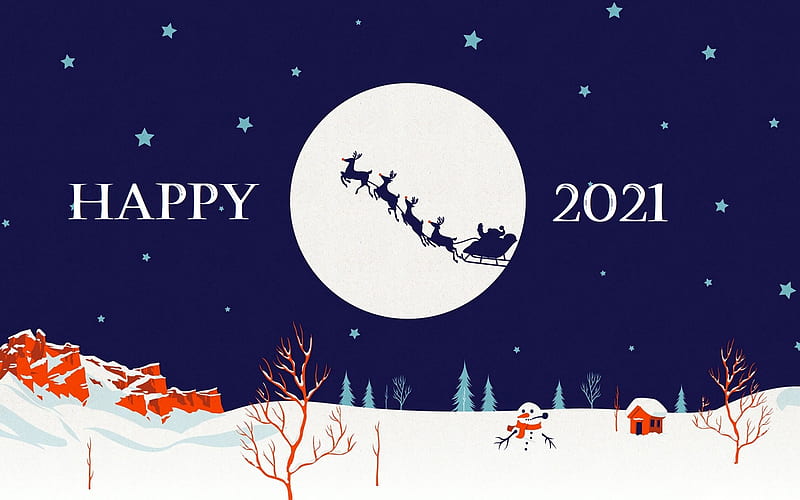 Holiday, New Year 2021, Santa, Sled, HD wallpaper