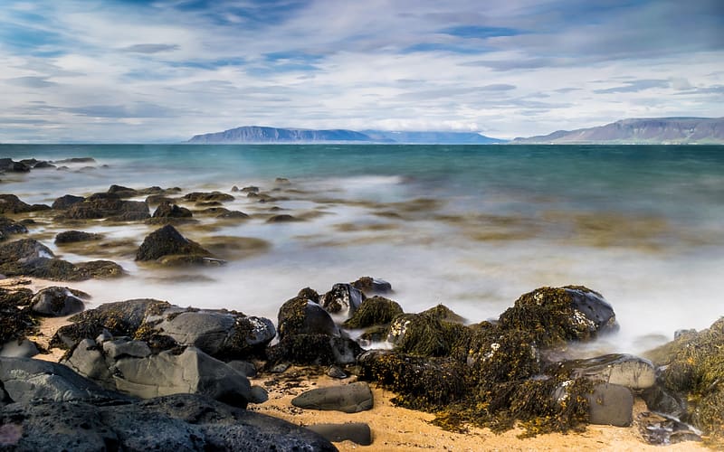 Icelandic Coast, Reykjav K, Iceland, Clouds, Sky, Ocean, Stones, HD ...