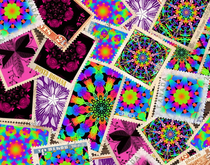 POSTAGE STAMPS, ART, CREATION, STAMPS, ABSTRACT, HD wallpaper