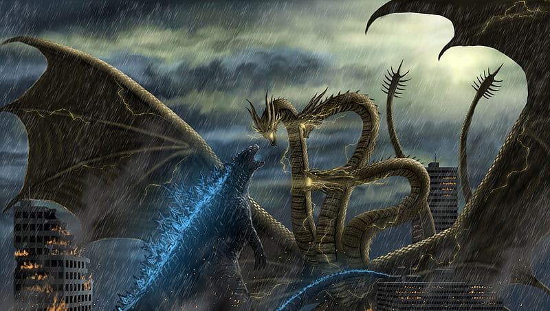 Godzilla Vs Monsters, artist, artwork, artstation, HD wallpaper
