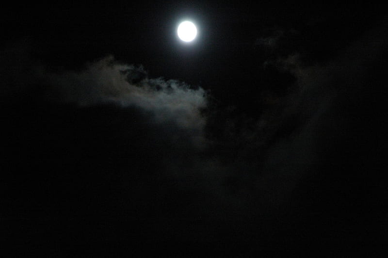 Night sky full moon, moon, skied, clouds, night, HD wallpaper