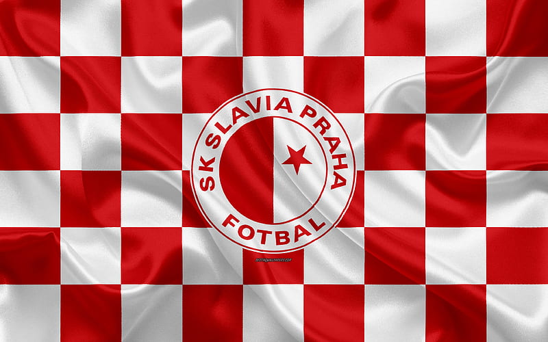 Download wallpapers Slavia Praha, Football club, Prague, Czech Republic,  emblem, Slavia logo, red white silk flag, Czech football championship for  desktop free.…