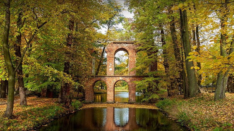 Roman inspired aqueduct Arkadia Park Poland Bing, HD wallpaper