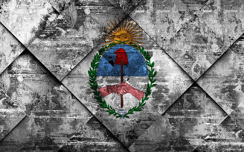 Flag of Jujuy grunge art, rhombus grunge texture, Argentine Province, Jujuy flag, Argentina, national symbols, Jujuy, provinces of Argentina, creative art, HD wallpaper