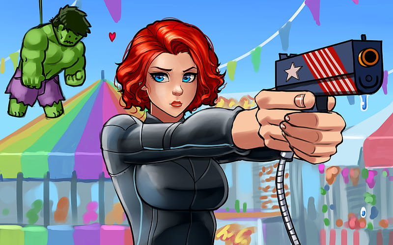 Black Widow With Gun, black-widow, superheroes, artist, artwork, digital-art, HD wallpaper