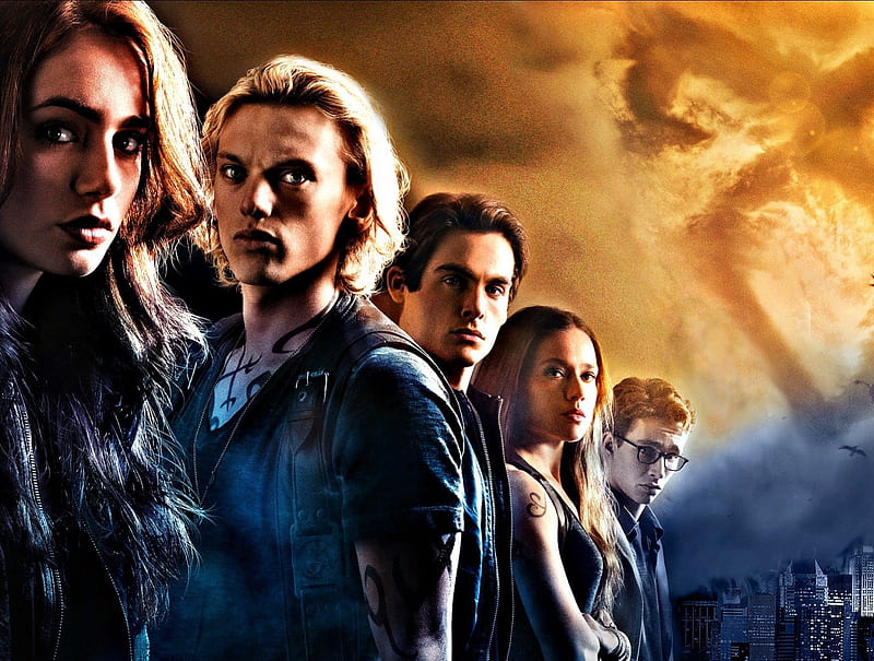 The Mortal Instruments: City of Bones (2013), blond, Jamie Campbell Bower, movie, clary, yellow, man, woman, fantasy, girl, actress, jace, people, The Mortal Instruments City of Bones, lily collins, actor, blue, HD wallpaper